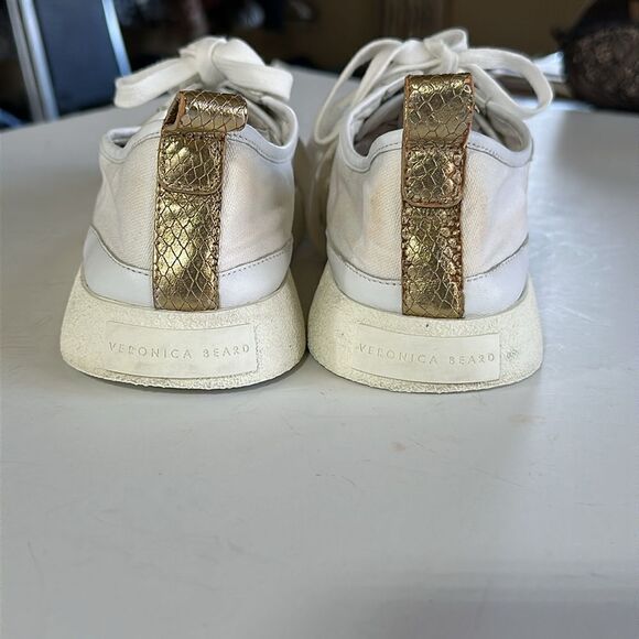VERONICA BEARD Women's Parise Canvas & Leather Sneakers White Size 9.5 - Picture 6 of 16